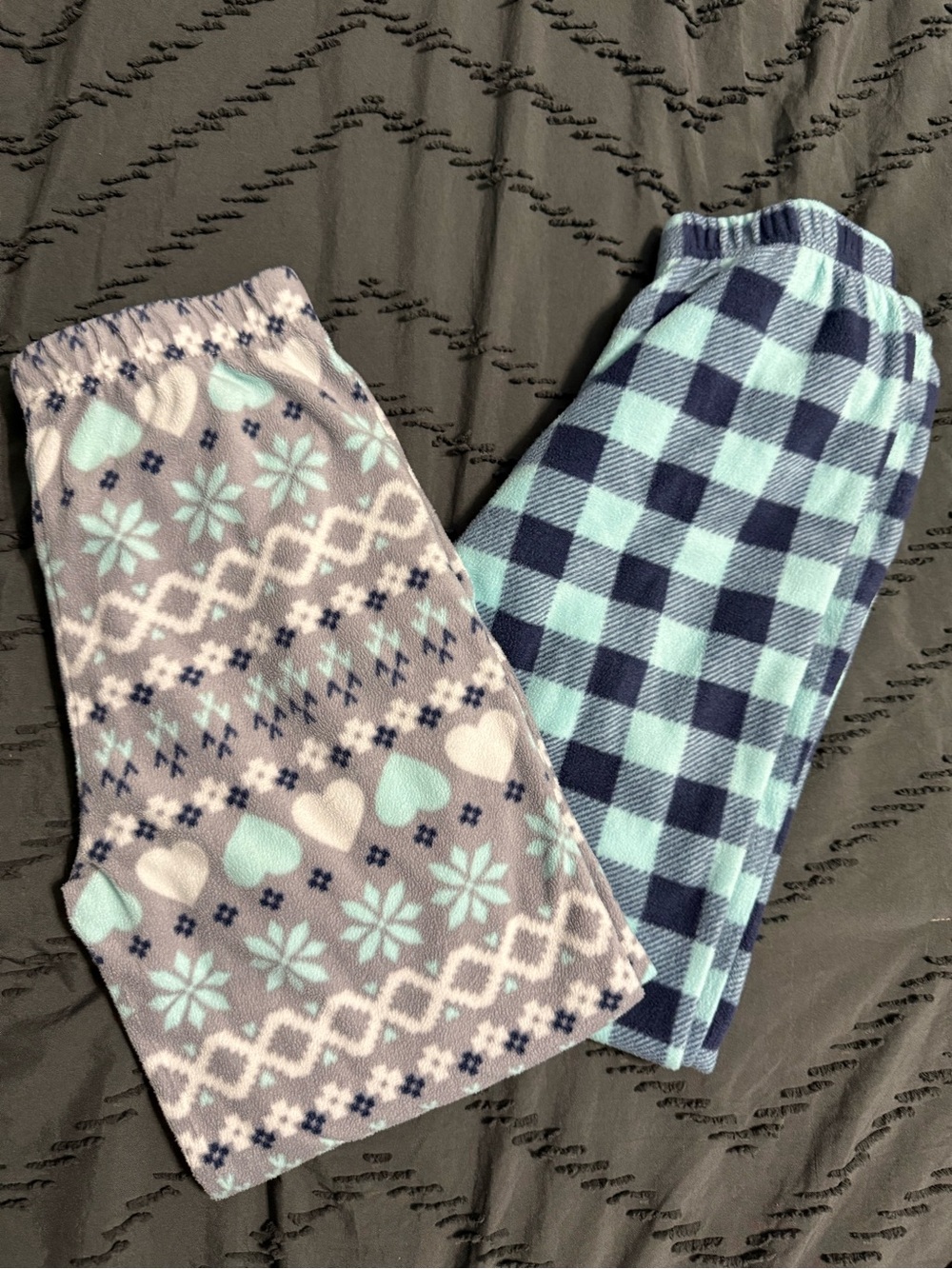Cuddl Duds Girls' Fleece Joggers in Light Blue and Navy Plaid